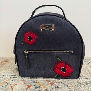Kate Spade Denim Floral Embroidered Backpack
